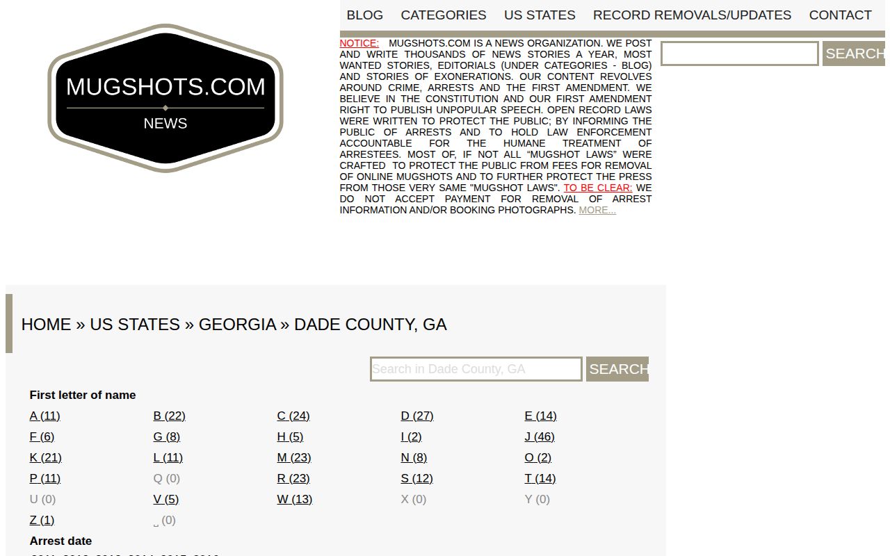 Historical Mugshots.com Dade County Georgia mugshot archive