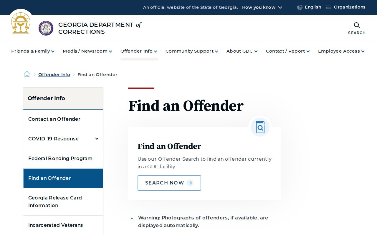 Georgia Department of Corrections Dade County offender search and record source