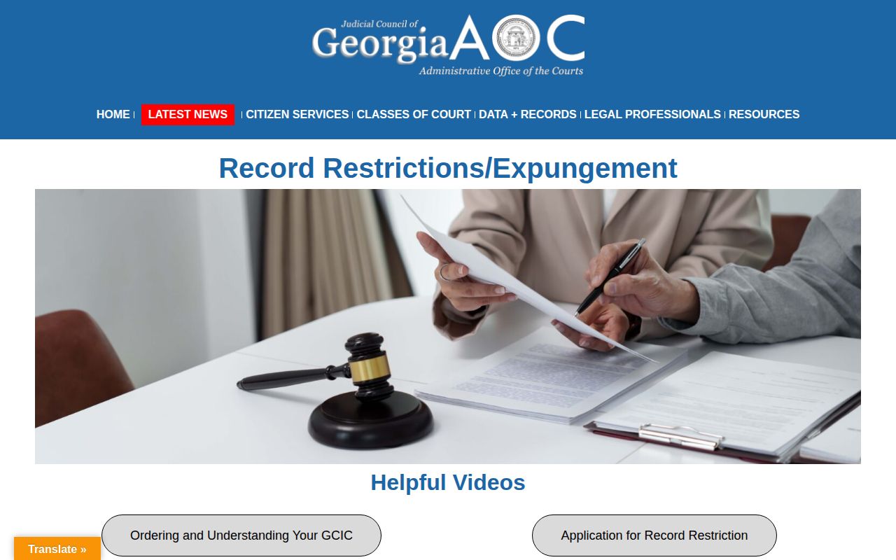 Georgia Courts Dade County record restriction and expungement resource
